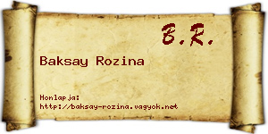 Baksay Rozina névjegykártya